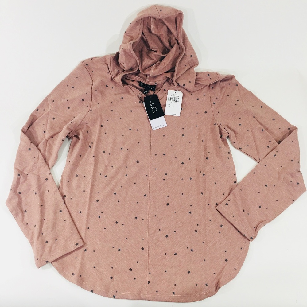 Bobeau Women's Pink Star Print Hoodie Size Large - Picture 1 of 7